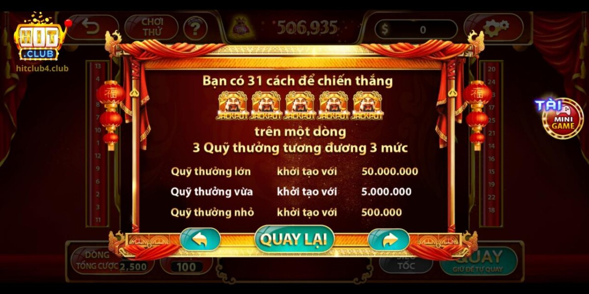 3 mức quỹ thưởng chính trong slot game thần tài 